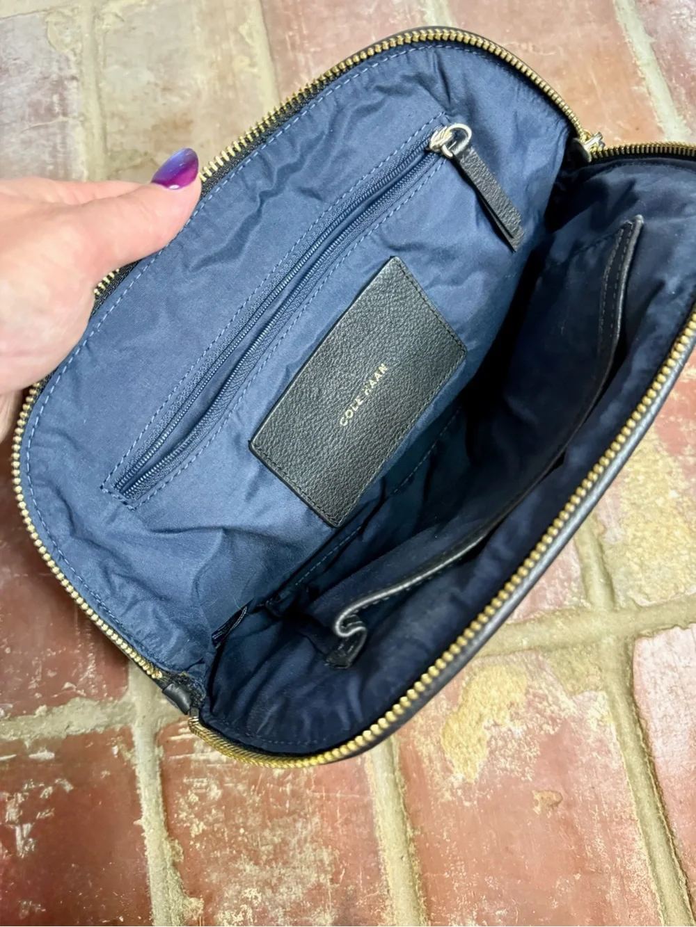 Cole Haan Black Quilted Leather Dome Satchel – Gold Hardware